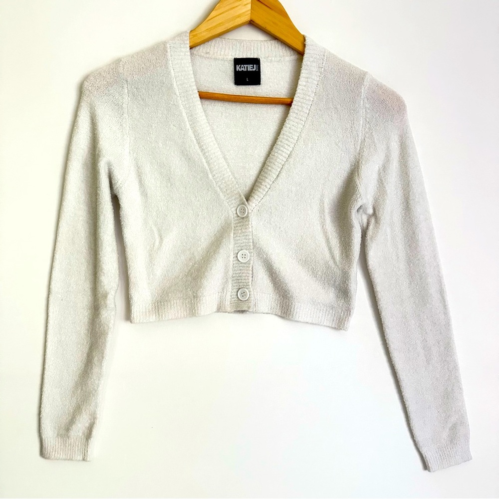 KATIE J NYC cropped blazer sweatshirt white size L girl